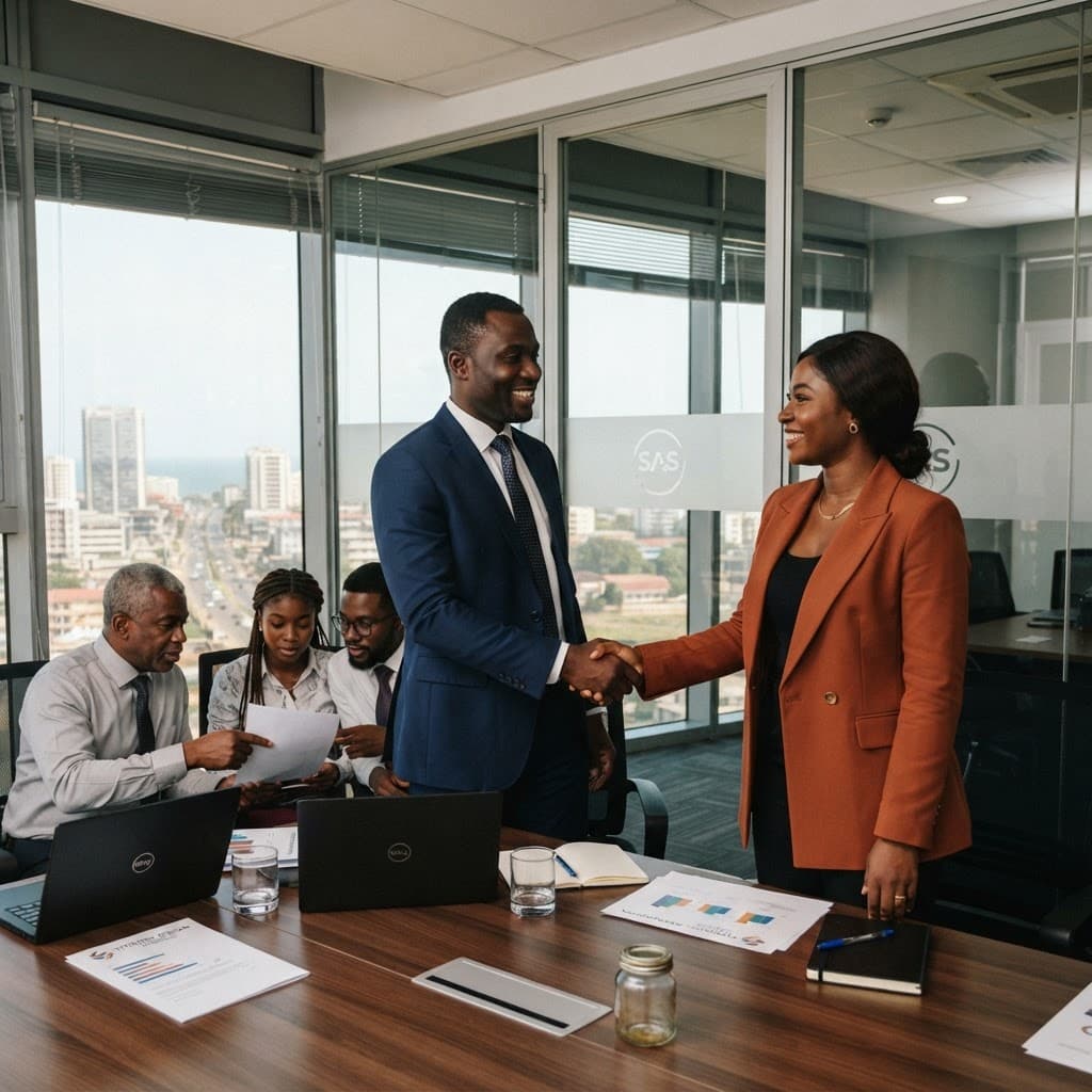 Ghanaian professionals shaking hands